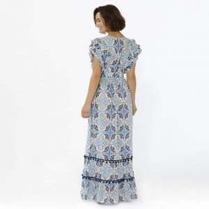 Vestido largo estampado azul