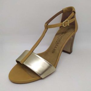 Sandalia tacón PEDRO MIRALLES beige y oro