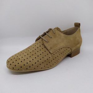 Zapato plano cordón ante Beige