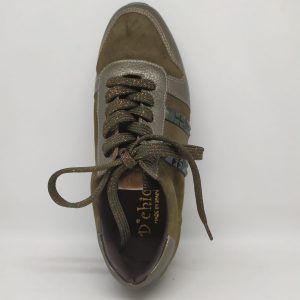 Zapato deportivo ante y piel verde